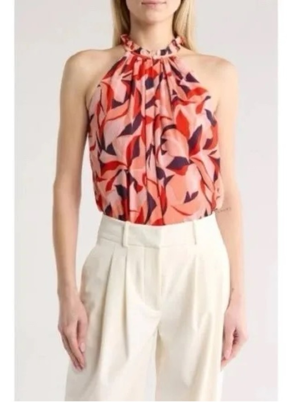 Ramy Brook Coral Pink Floral Halter Camisole